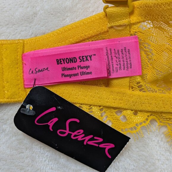 La Senza Beyond Sexy Ultimate Plunge Bra 36DD Yellow Lace Underwire - Picture 5 of 8